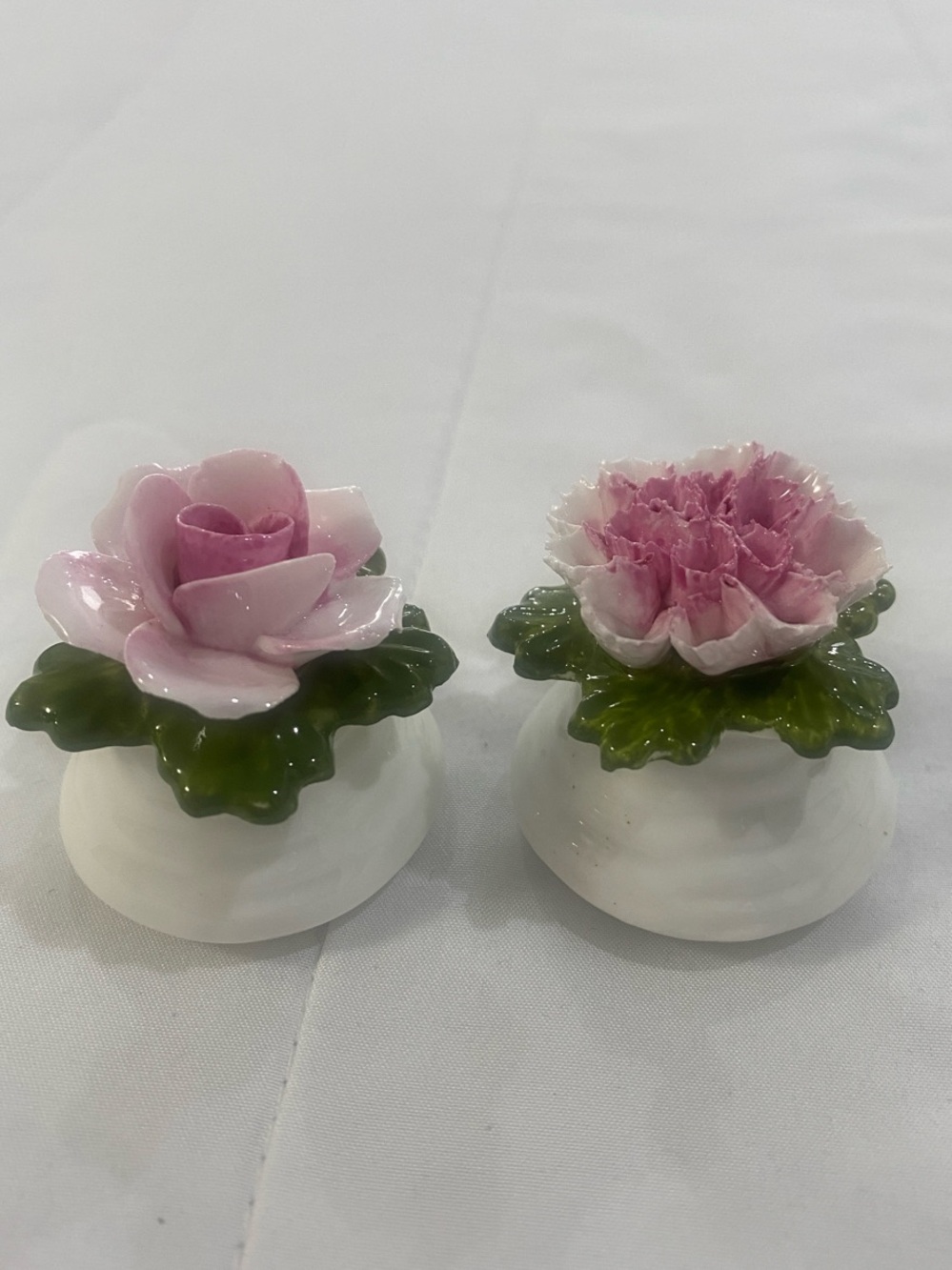 Aynsley English Fine Bone China Rose and Carnation Salt & Pepper Set